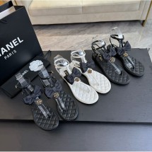 샤넬 24SS 까멜리아 리본 발목 스트랩 샌들 3칼라 G45535