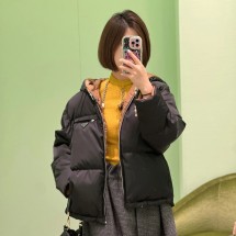 프라다 리나일론 개버딘 후드 패딩 점퍼 블랙 29B408 J