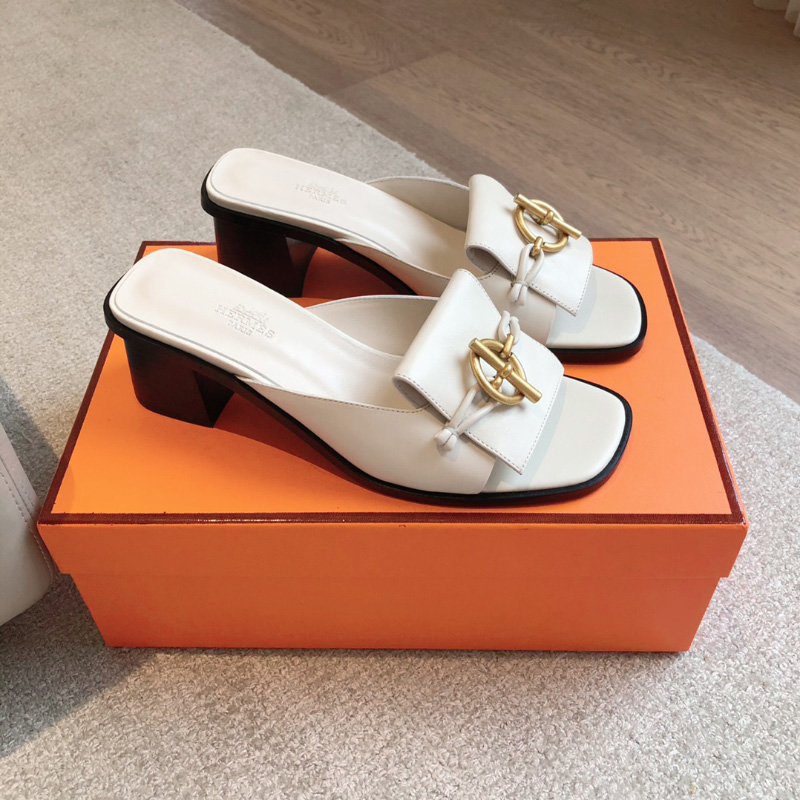 에르메스 Ilot 50 샌들 Blanc De Paris 4.5CM H241142Z CL
