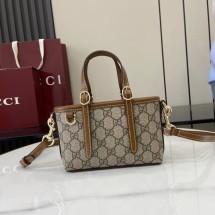 구찌 GG 엠블럼 탑핸들 미니백 베이지브라운 855491