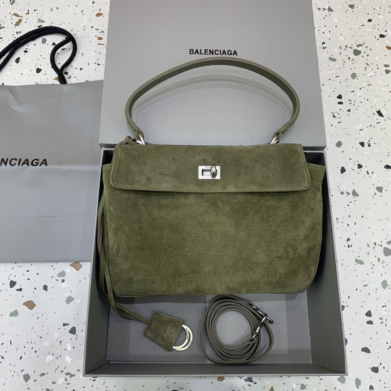 발렌시아가 로데오 백 스몰 미디엄 스웨이드 카키 7897722AB4G3503