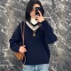 셀린느 브이넥 스웨터 캐시미어 네이비 화이트 RY0RC0V09  H