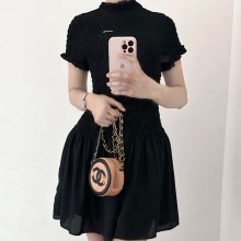 미우미우 조젯 미니 드레스 블랙 MF6169  D
